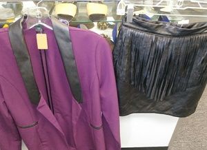 Fringe faux leather skirt